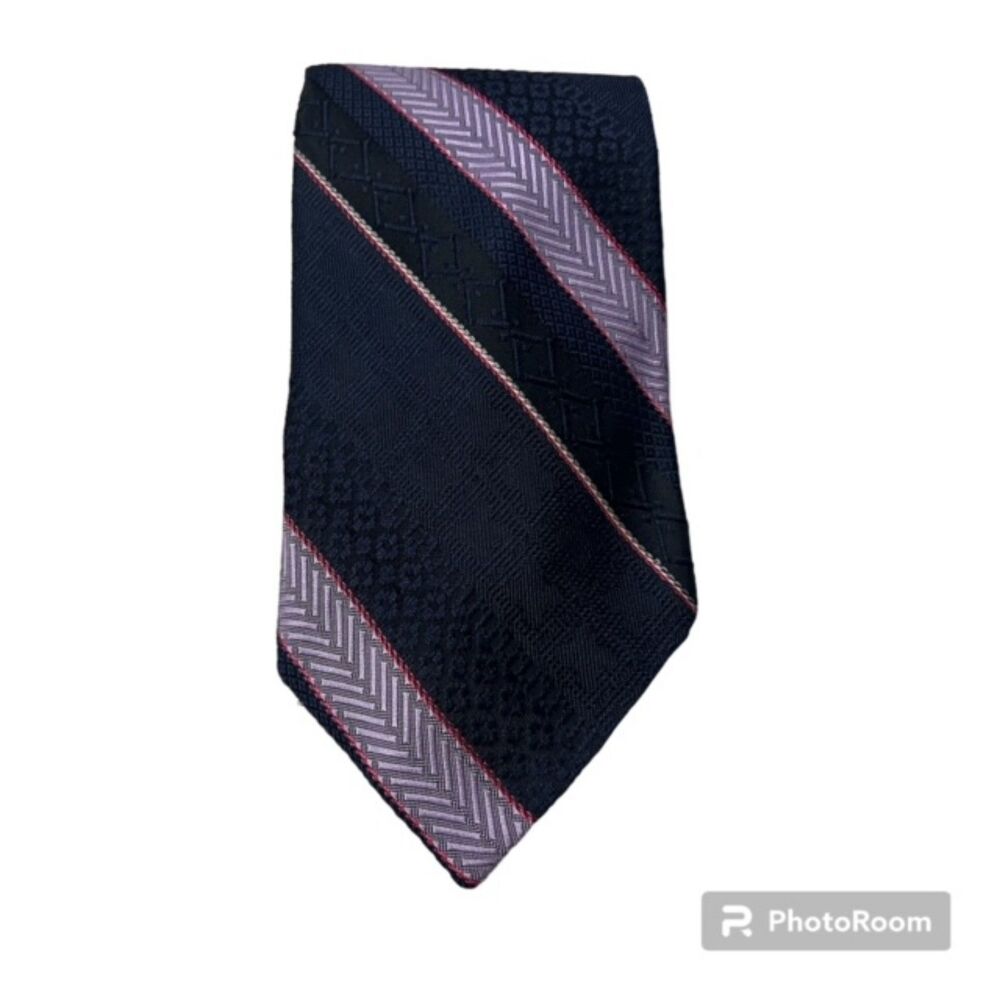 Sims Ltd Kwetz of Boston Vintage Black Purple Silk Blend Neck Tie